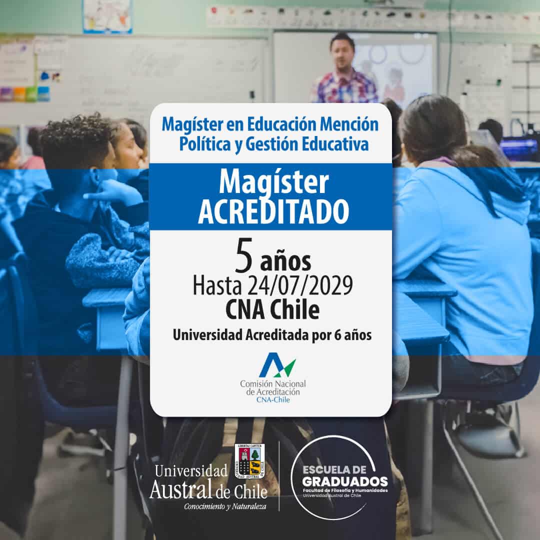 Grafica que anuncia la Acreditación CNA por 5 anos a nuestro Magister en Educación, mención política y gestión educativa